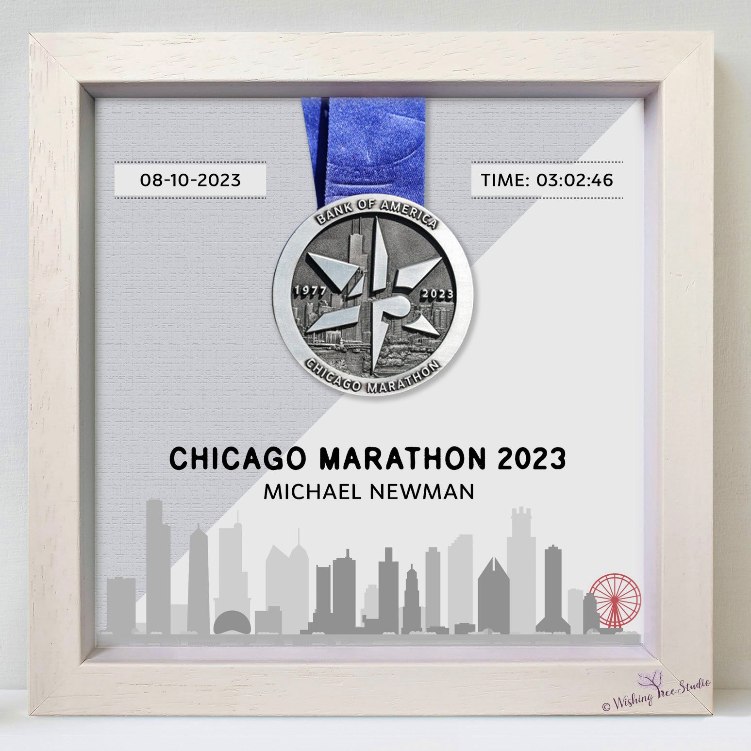 Chicago Marathon Medal Frame, medal display frame Wishing Tree Studio