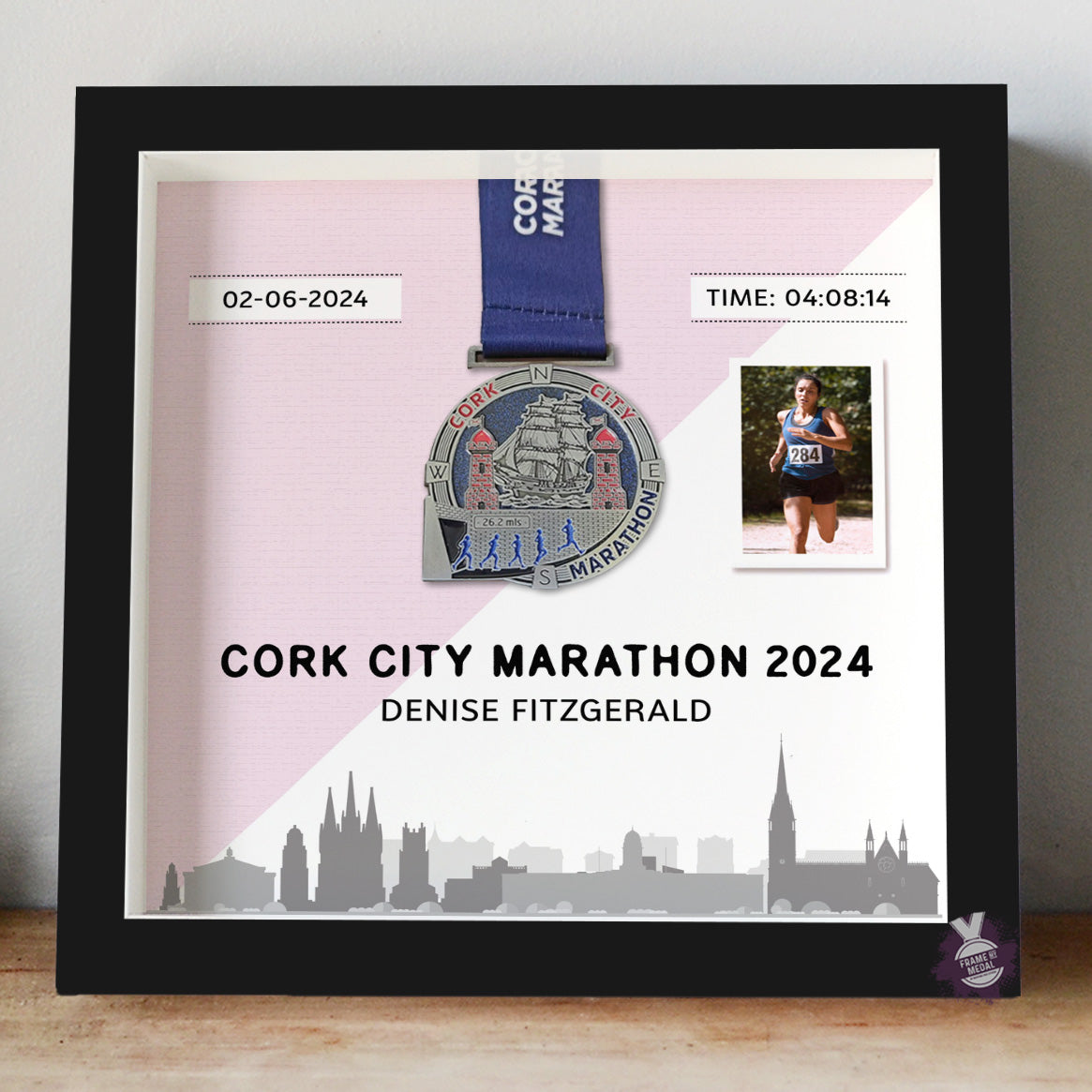 Cork City Marathon medal display frame