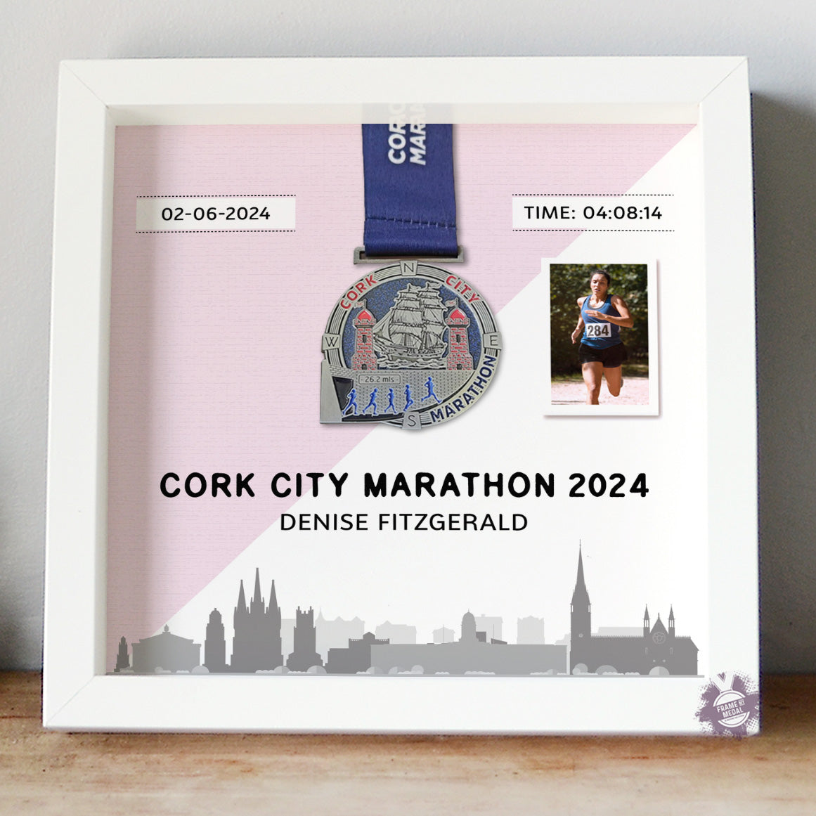 Cork City Marathon medal display frame