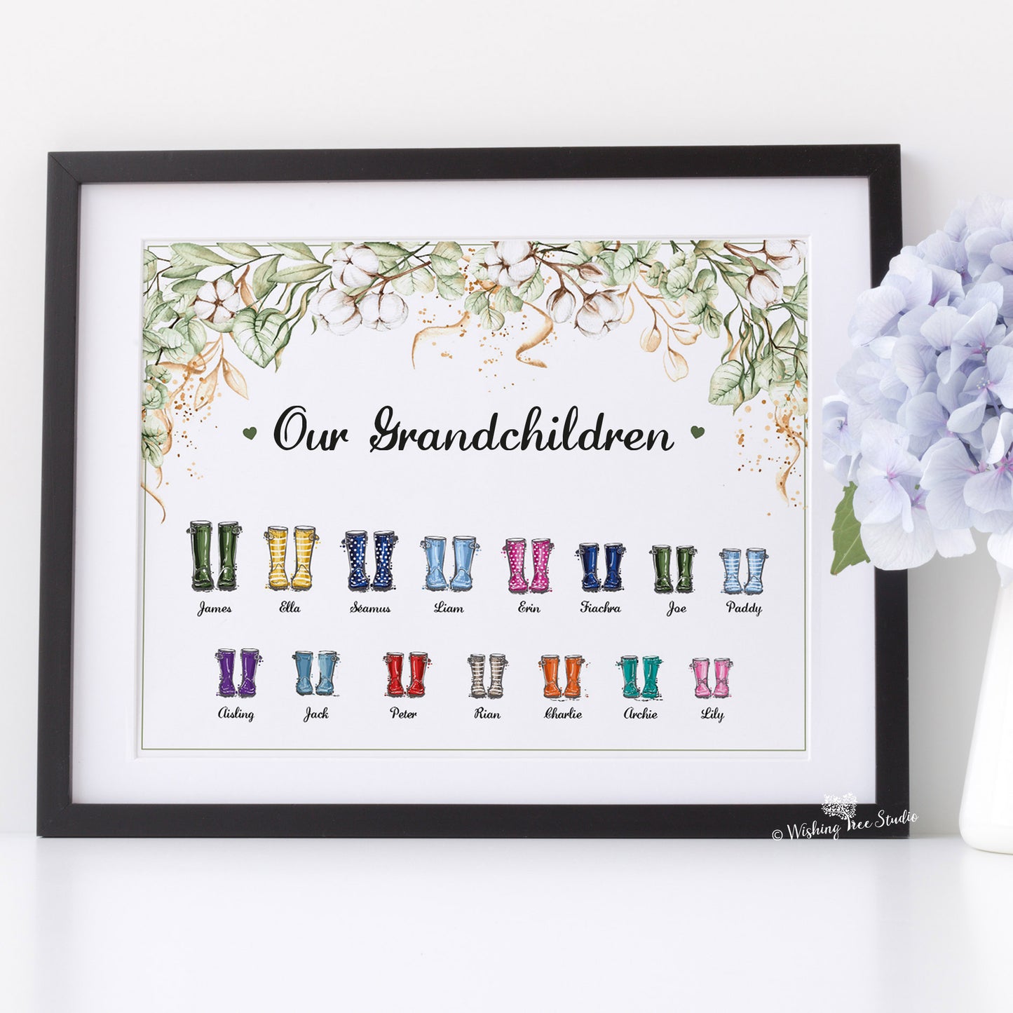 Grandchildren welly boot frame