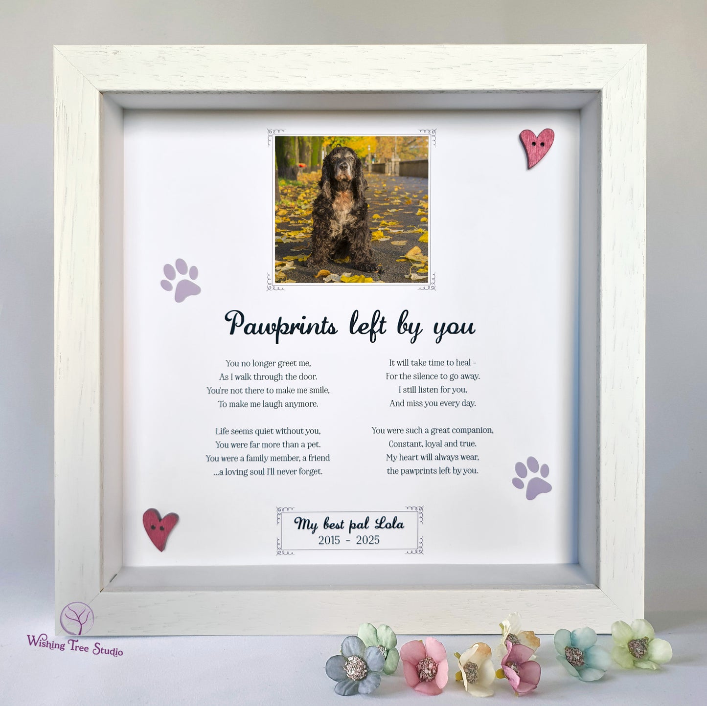 Dog memorial frame, pet loss, dog bereavement frame