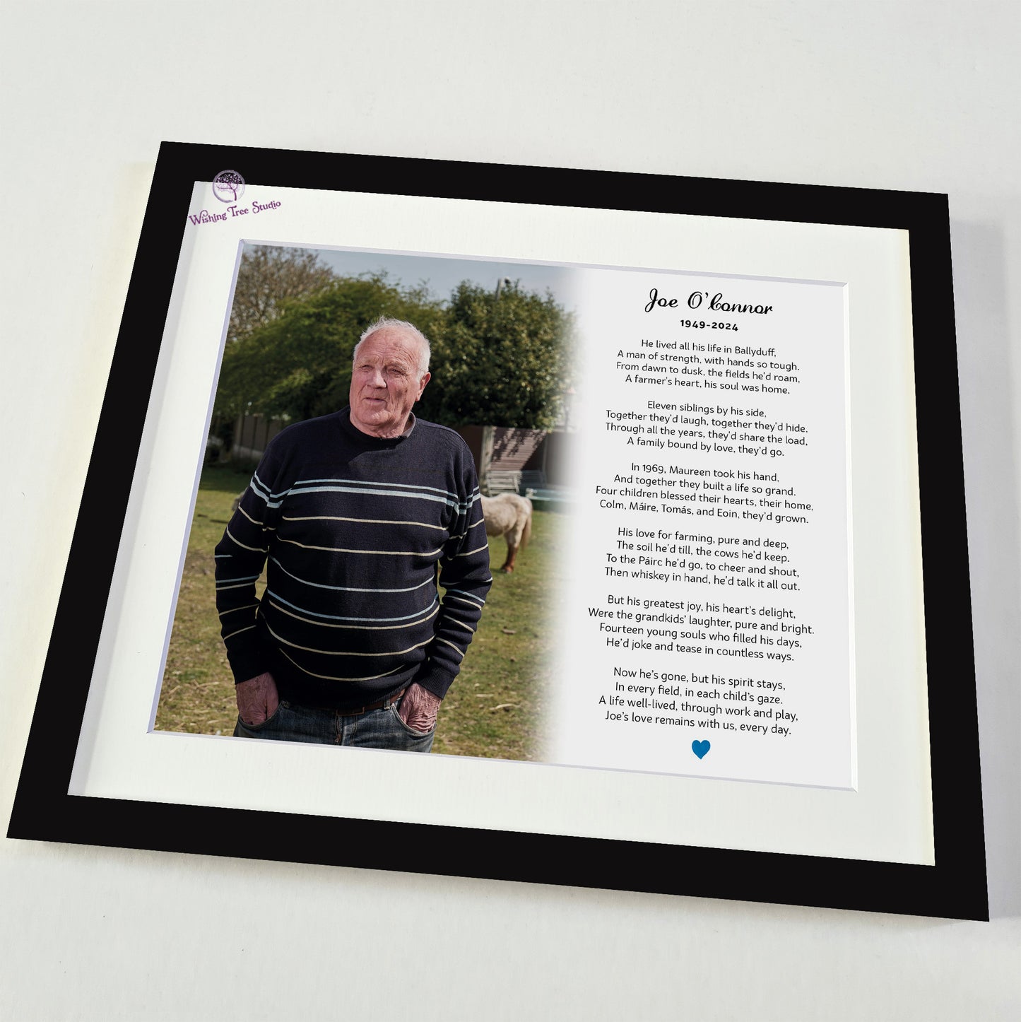 Framed poem, eulogy poem, remembrance poem