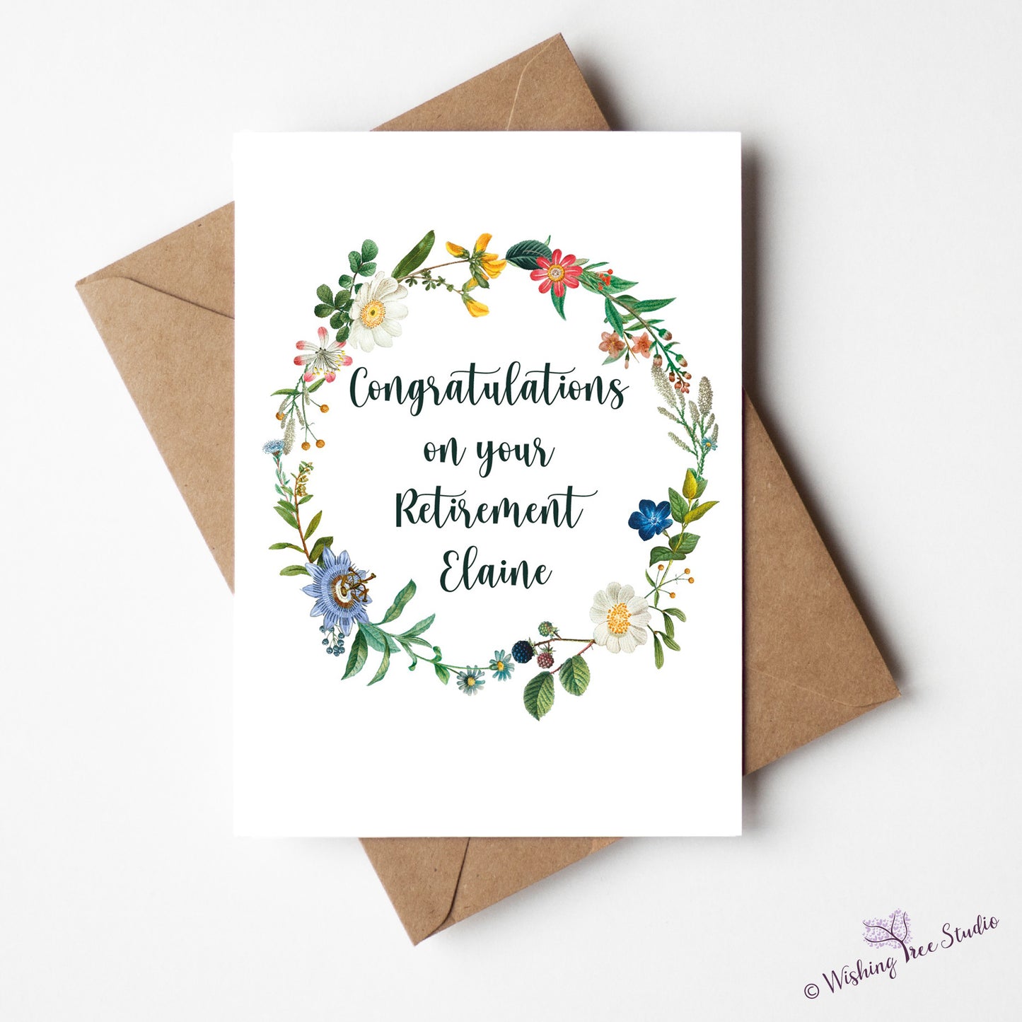 Personalised retirement card floral design
