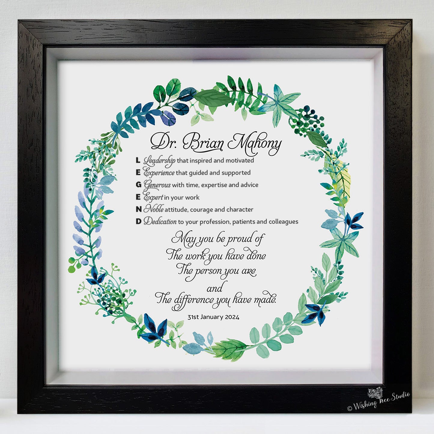 Retirement frame for doctor, professional colleague