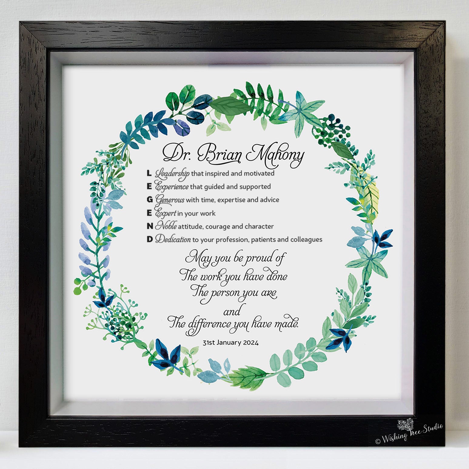 Retirement frame for doctor, professional colleague
