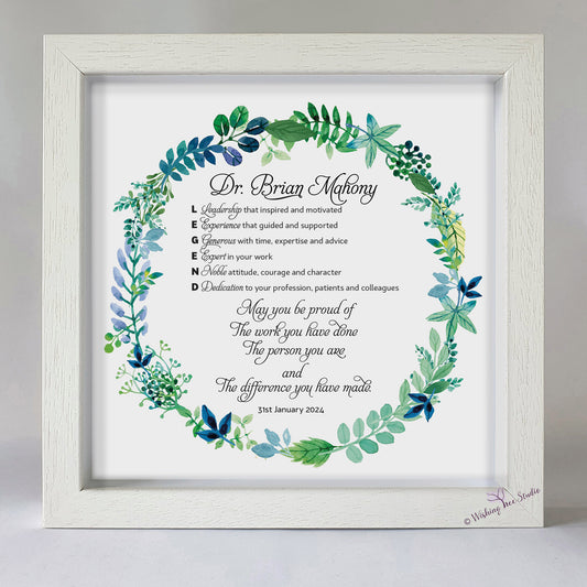 Retirement frame for doctor, professional colleague