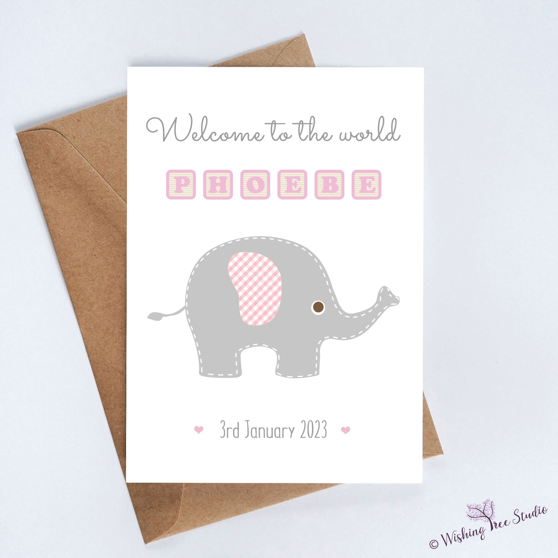 Baby girl elephant card