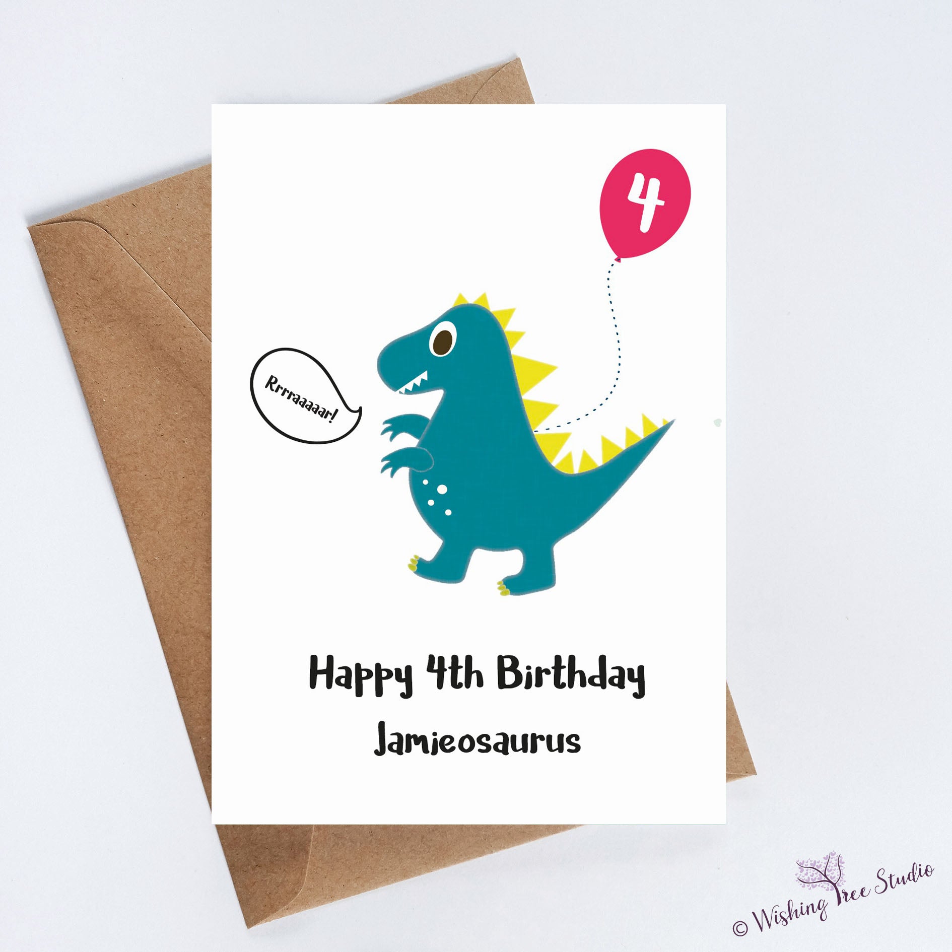 Cute Dinosaur Roarsome 7th Birthday Card