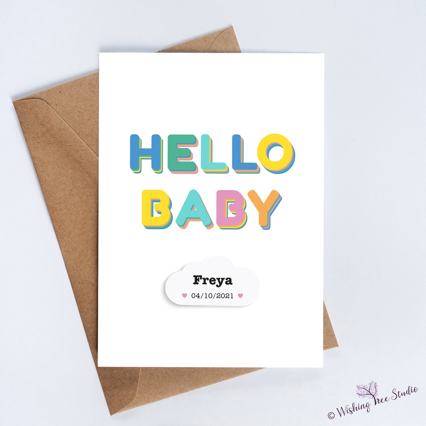 Hello baby greeting card for new baby