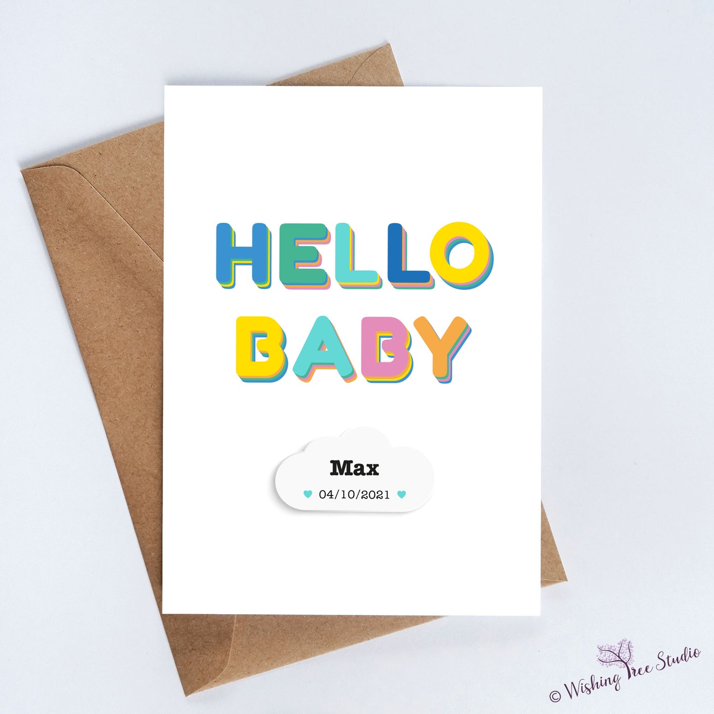 Hello baby greeting card for new baby