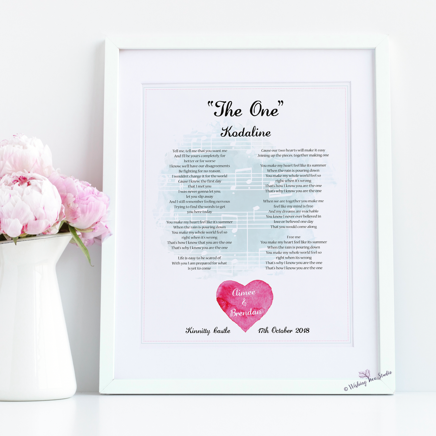 Framed song lyrics for first dance