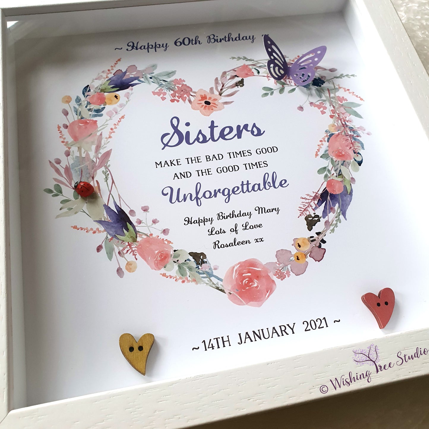 Sisters Floral Heart frame