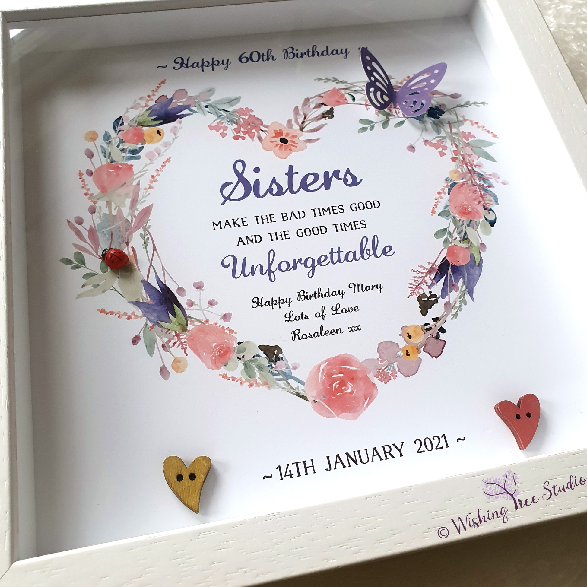 Sisters Floral Heart frame