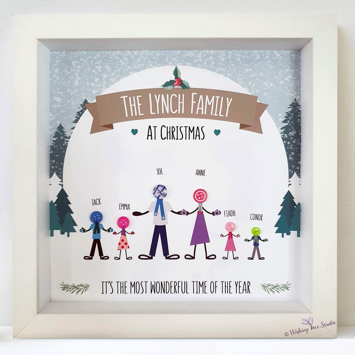 Family Christmas button frame