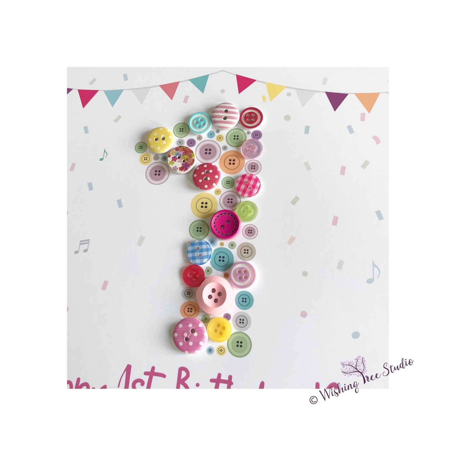 First Birthday Button Frame Girl