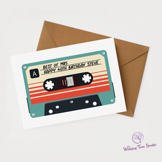 40th Birthday Mixtape retro card