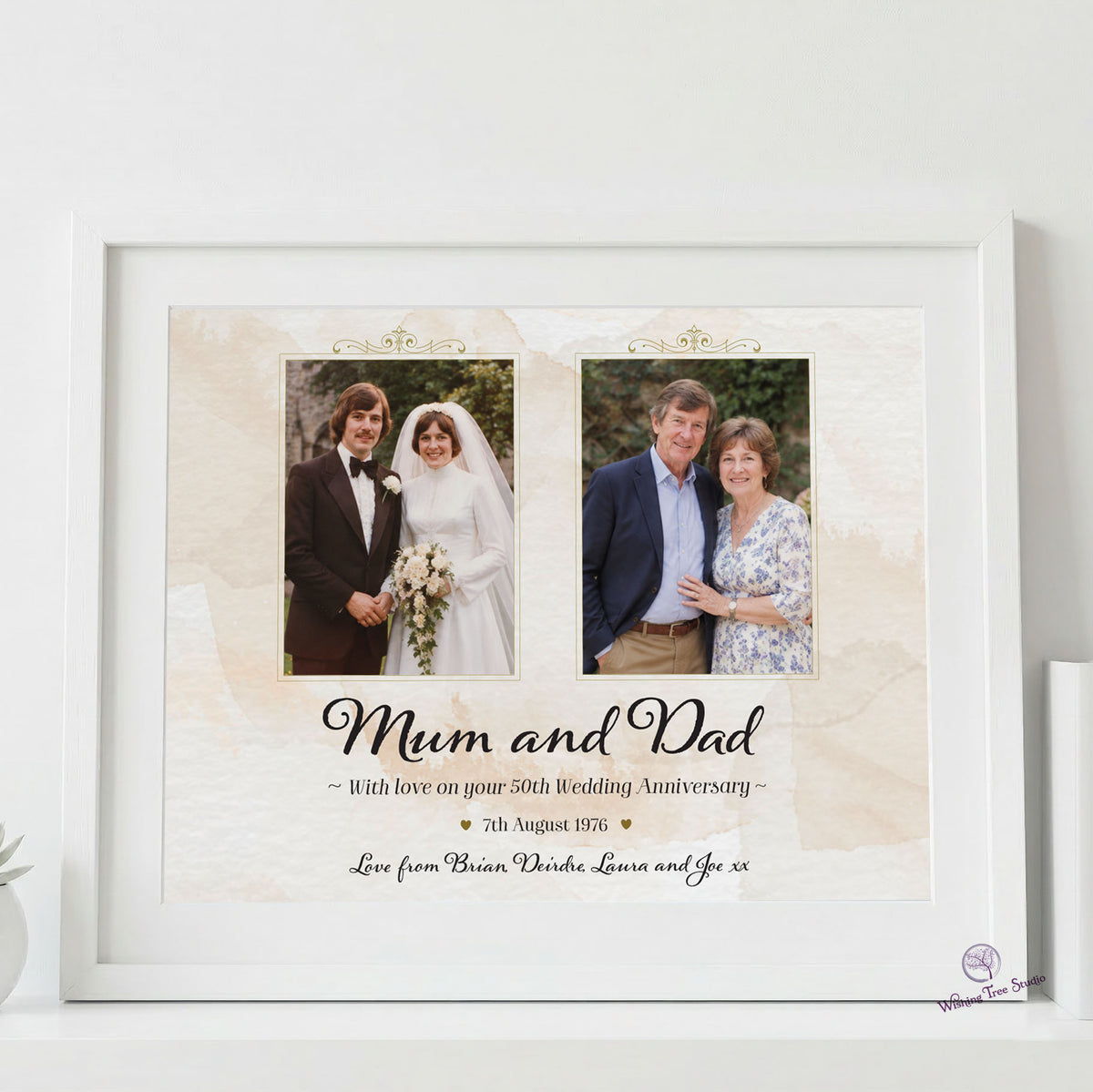 Anniversary - Then and Now frame - white frame