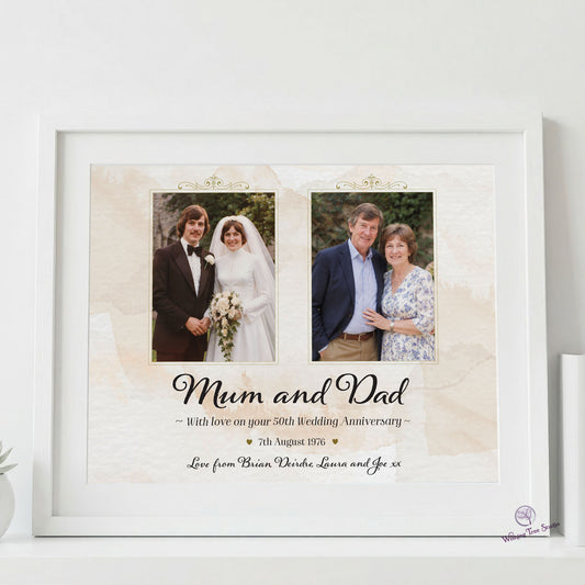 Anniversary - Then and Now frame - white frame