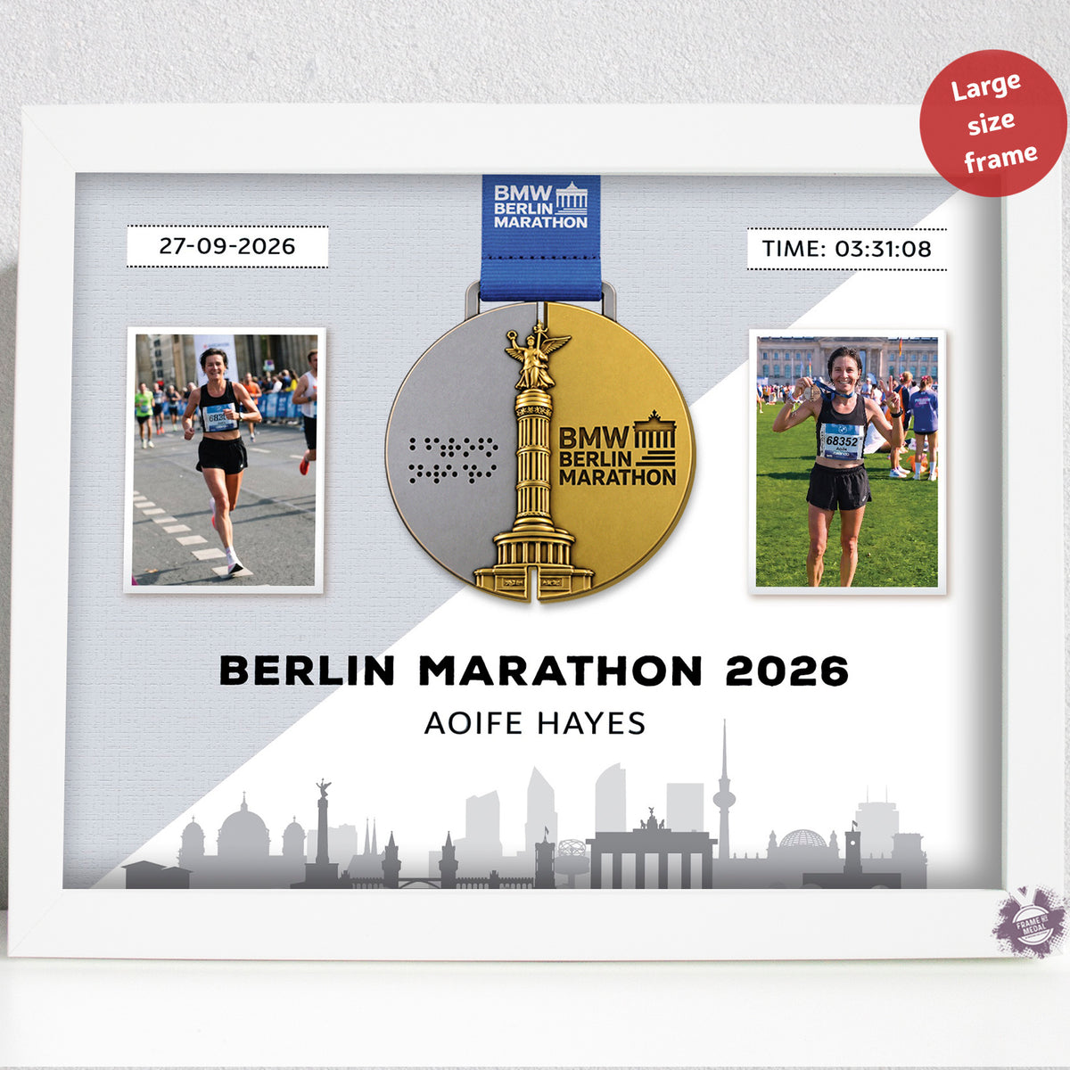 Berlin Marathon medal frame 2026 - large frame