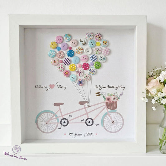 Bicycle Made for Two Button Frame for Wedding or Engagement