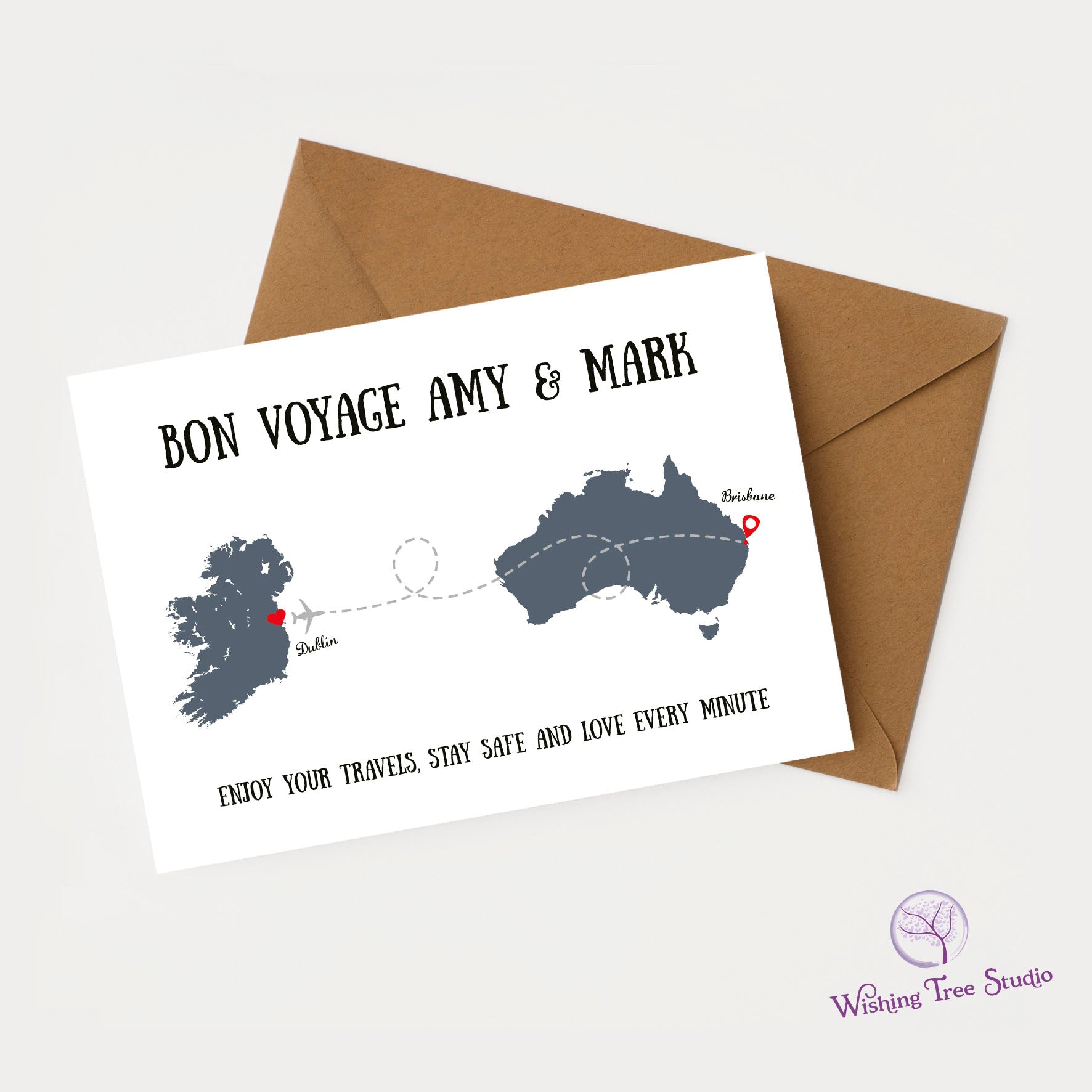 Bon Voyage personalised map card