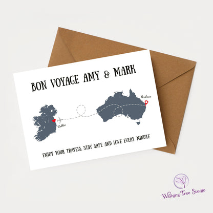 Bon Voyage personalised map card