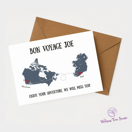 Bon Voyage personalised map card
