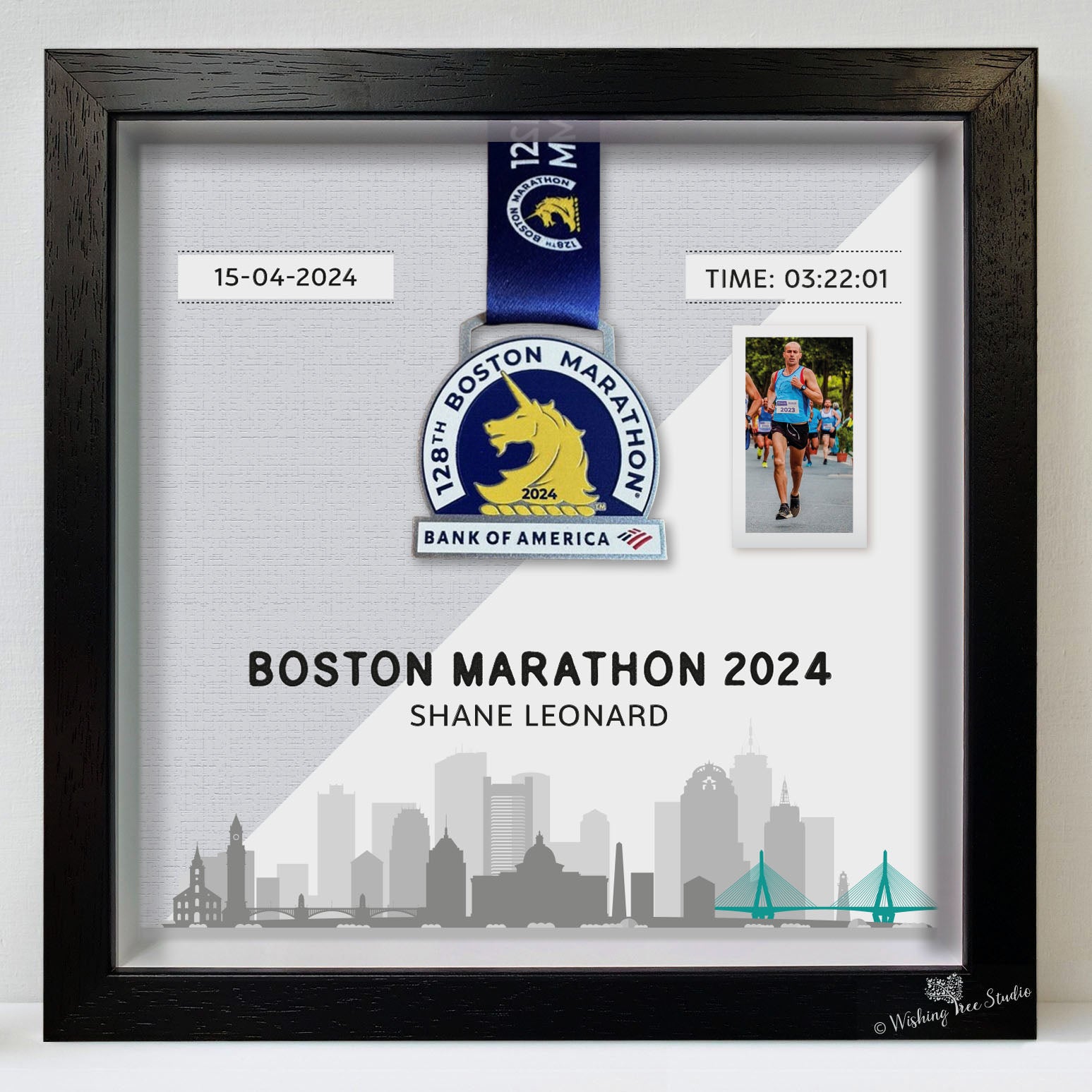 Boston marathon medal display frame