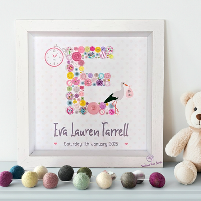 Button letter frame for new baby Ireland