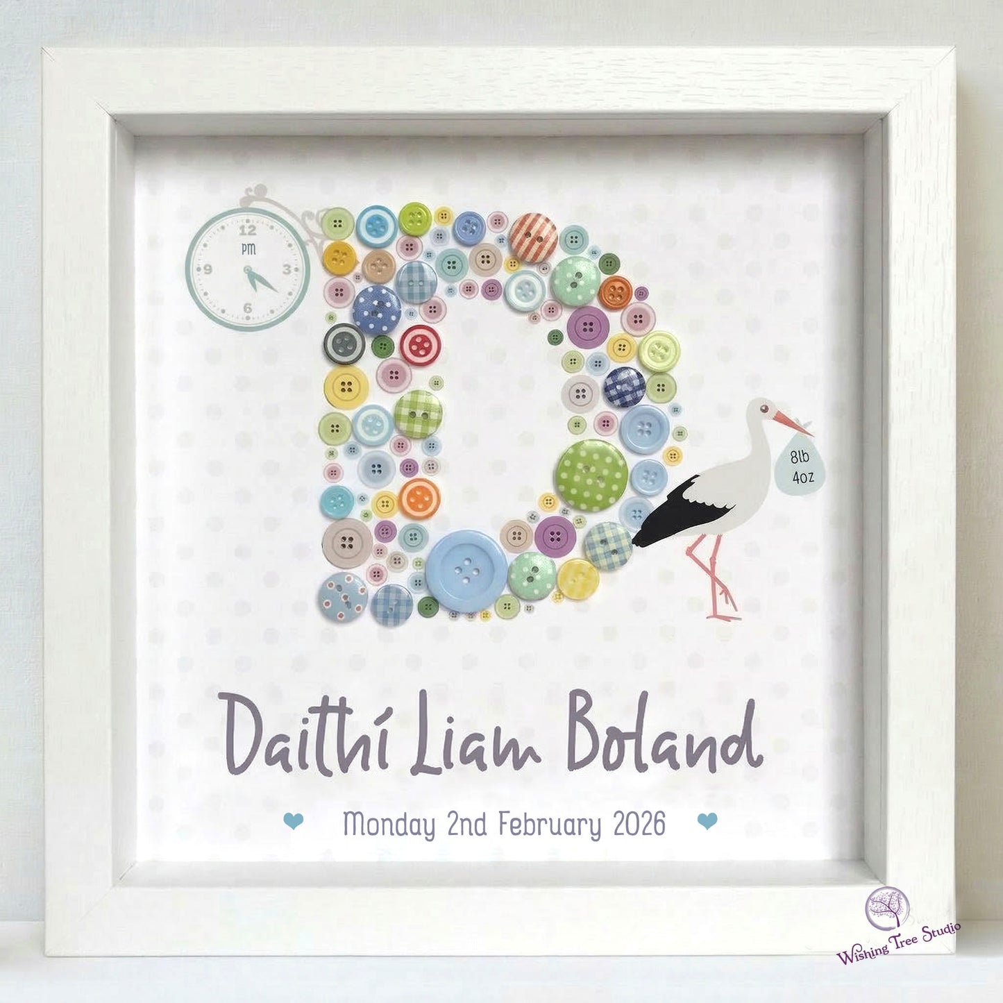 Button Letter baby frame for boy
