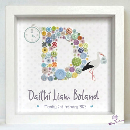 Button Letter baby frame for boy