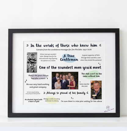 In Their Words - Personalised Condolences Frame