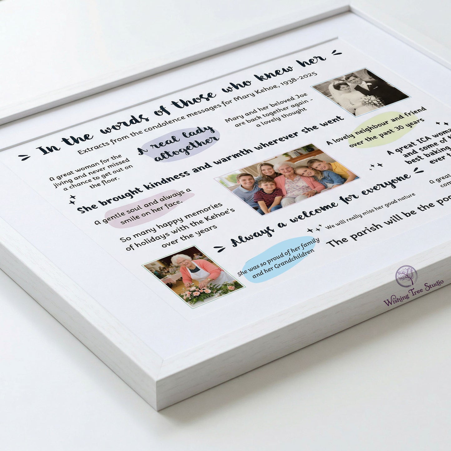 In Their Words - Personalised Condolences Frame