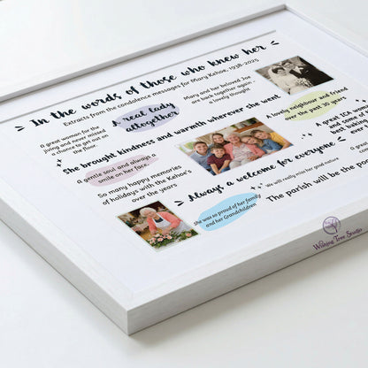In Their Words - Personalised Condolences Frame