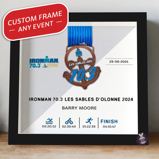 Custom Ironman or Ironman 70.3 medal frame - for any event worldwide