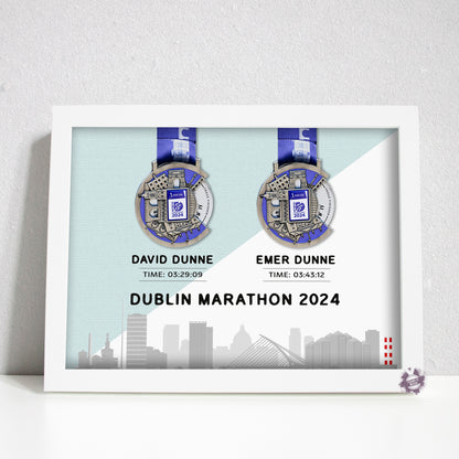 Dublin Marathon 2024 double medal frame