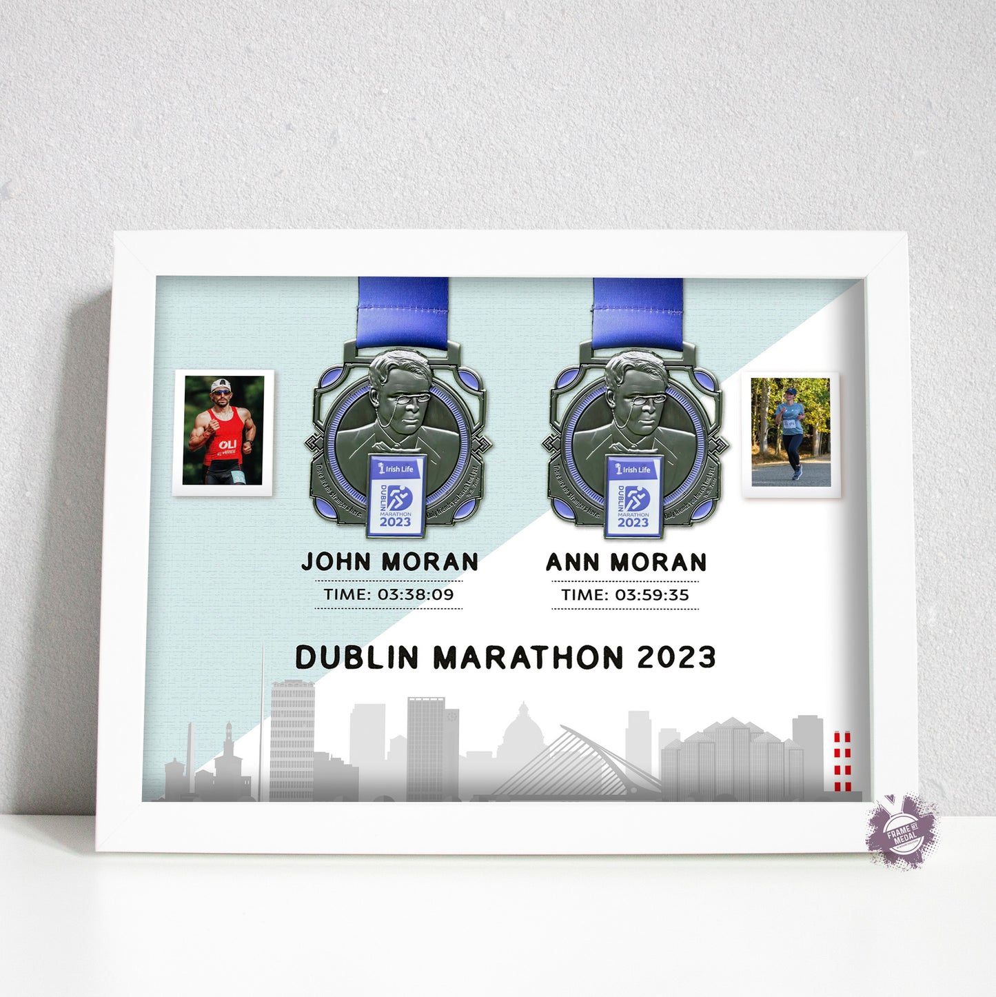 Dublin marathon double medal display frame