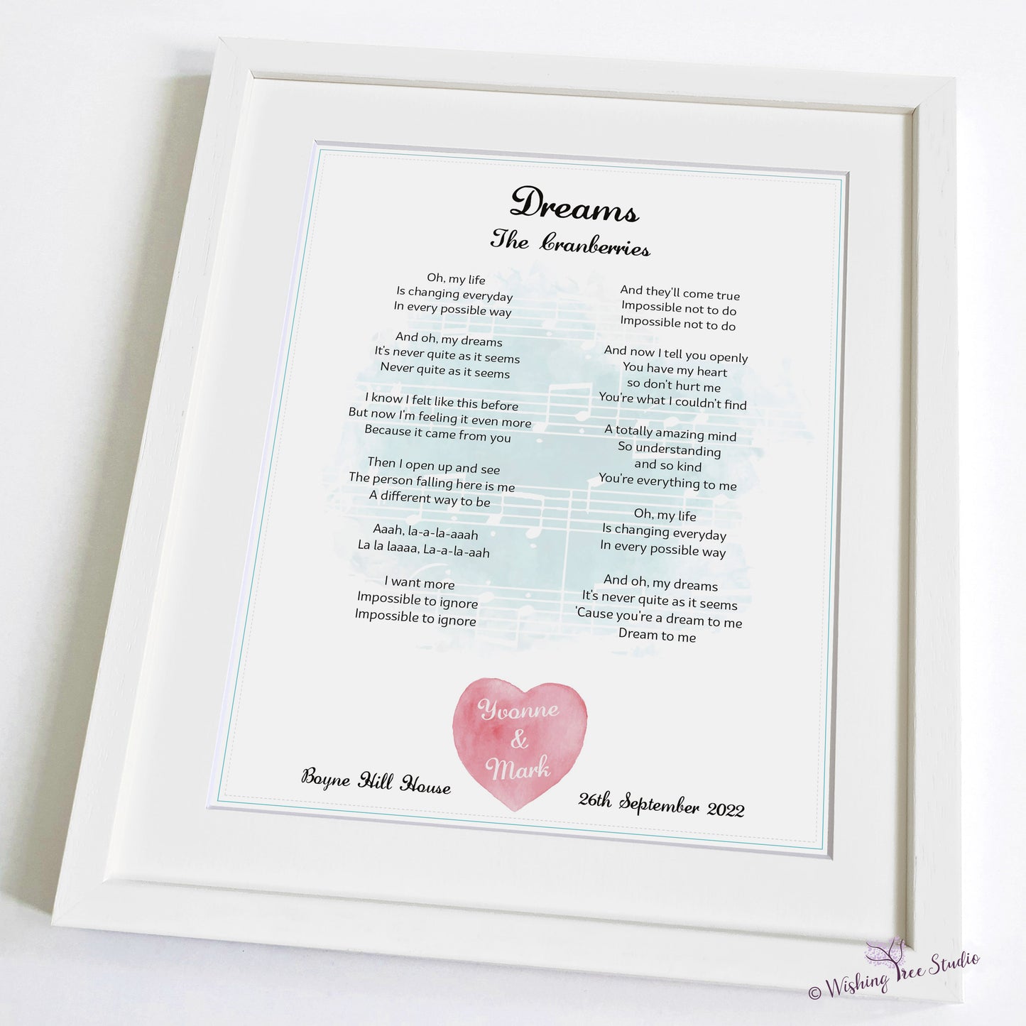 Personalised song lyrics or poem