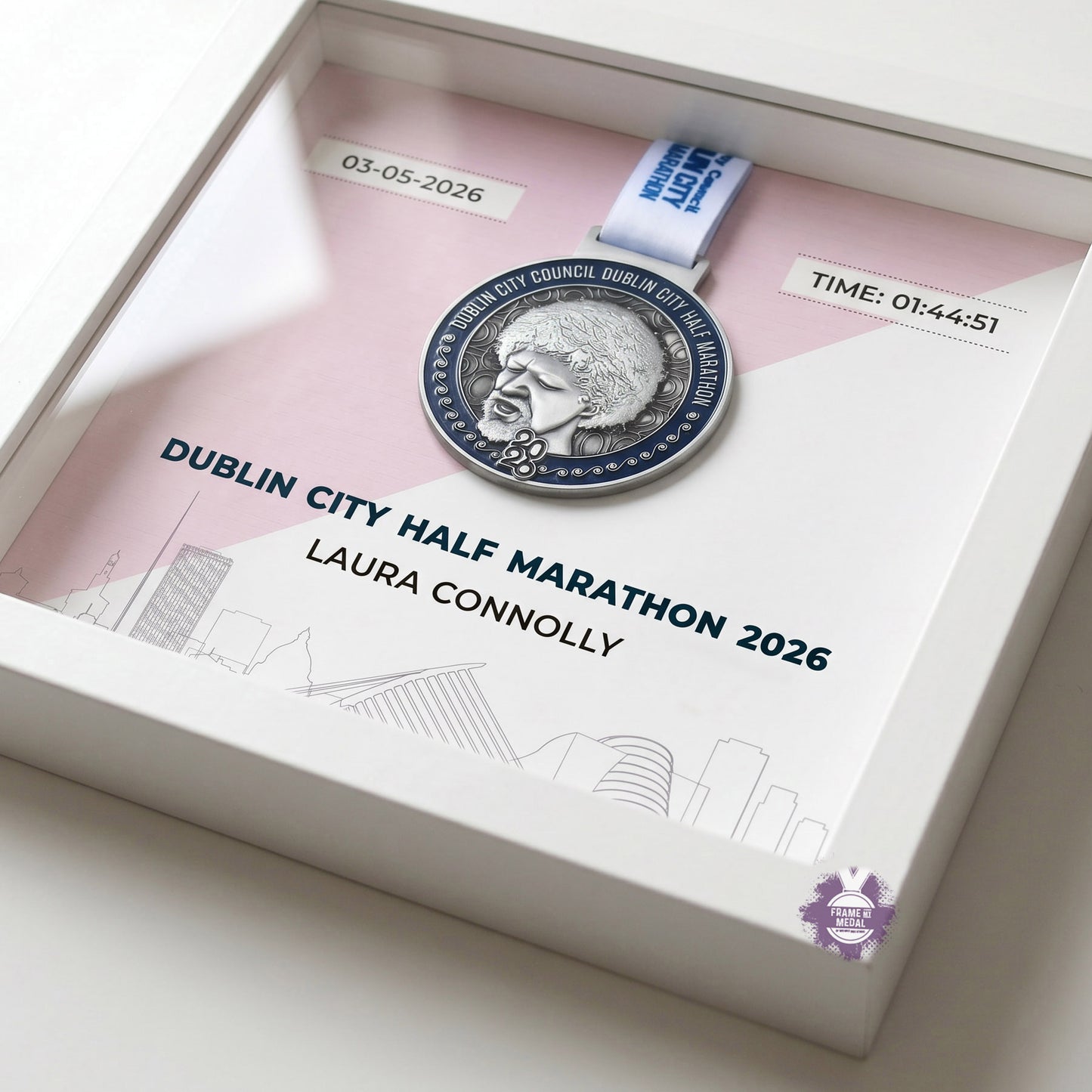 Dublin City Half Marathon medal frame 2026 - detail
