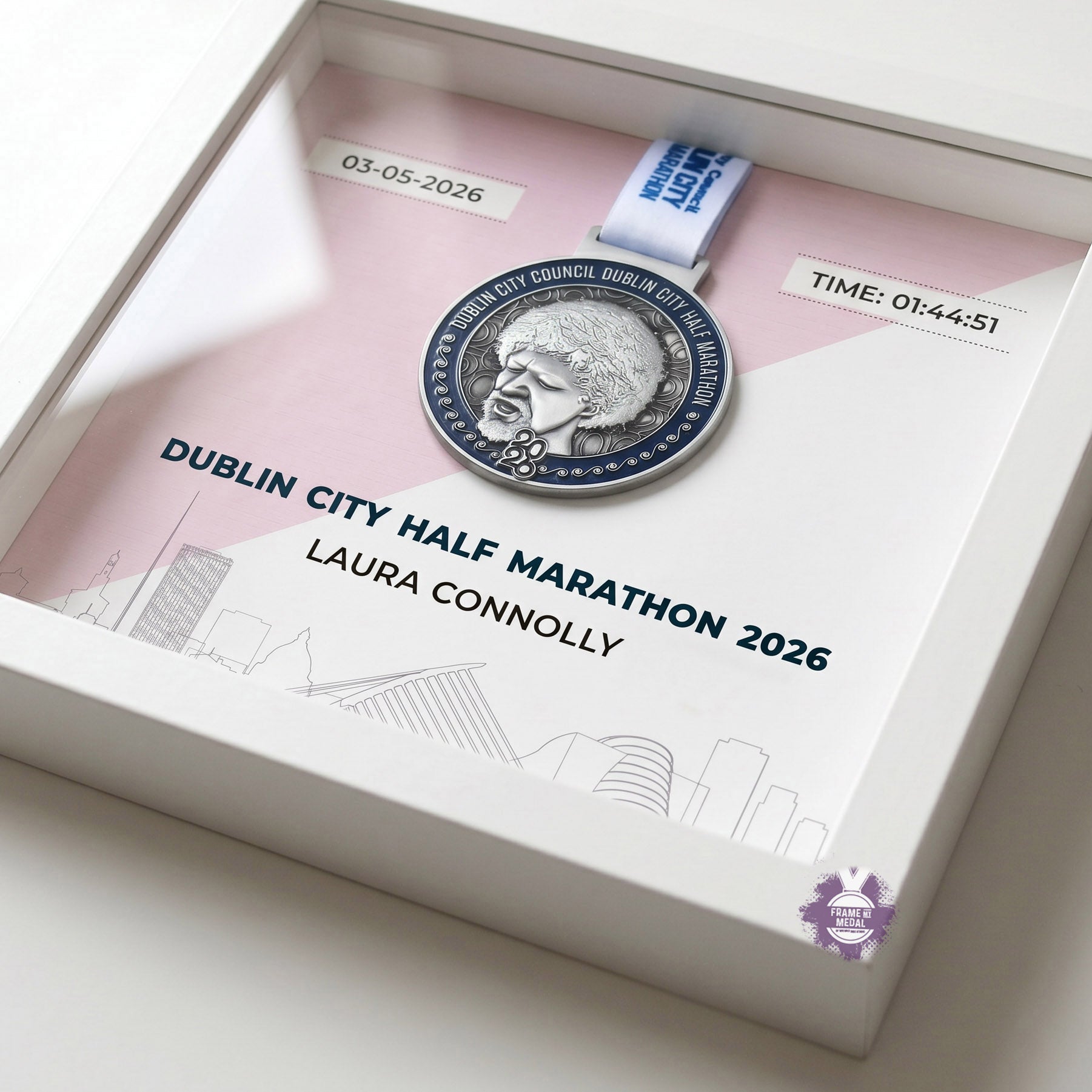 Dublin City Half Marathon medal frame 2026 - detail
