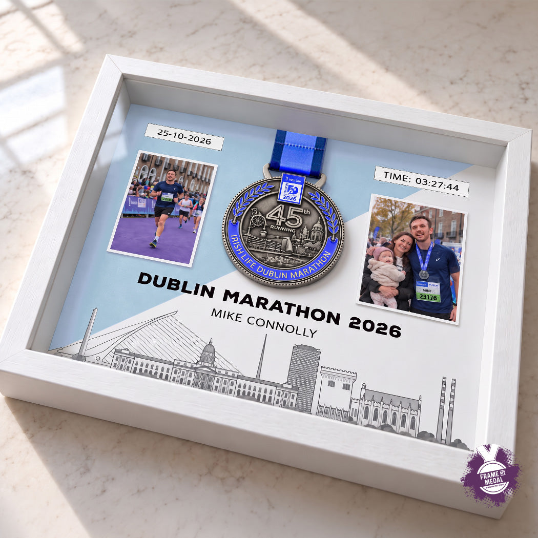 Dublin marathon medal display frame - large - detail