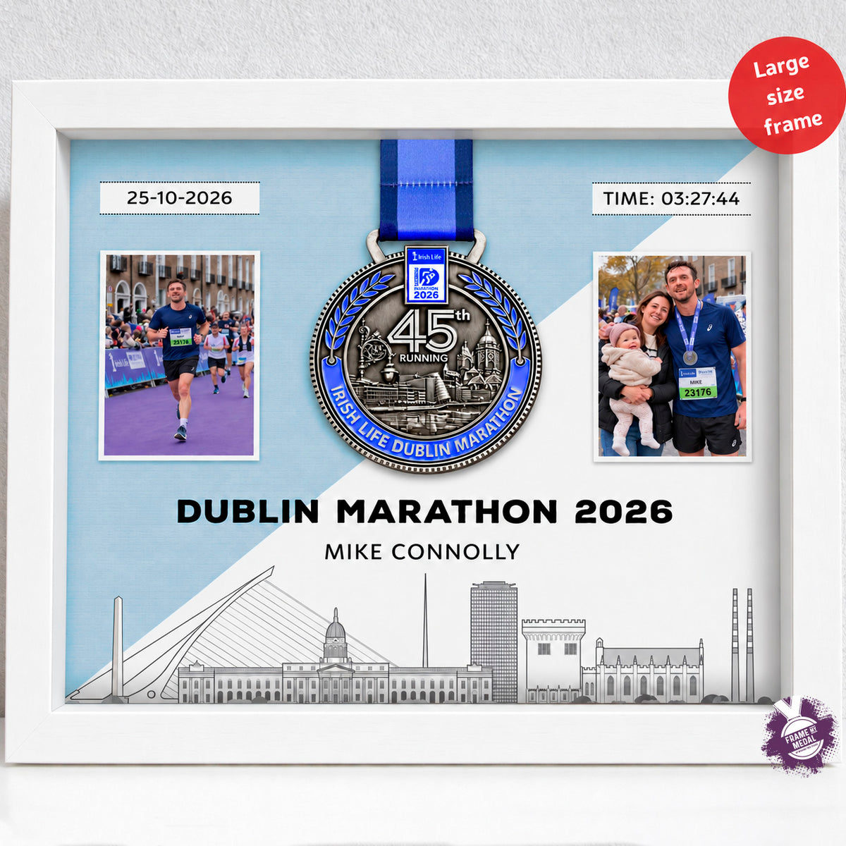 Dublin marathon medal display frame - large