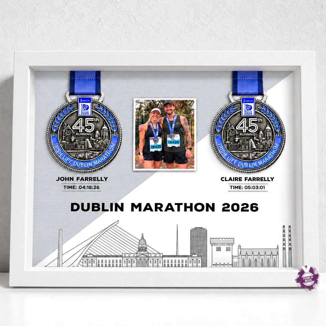 Dublin Marathon Two Medal Display Frame