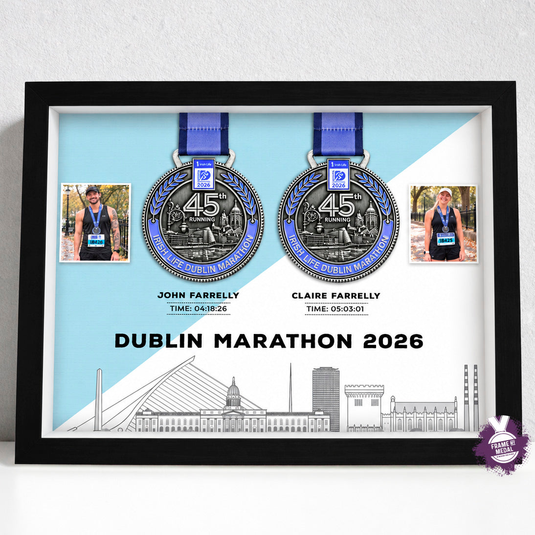 Dublin Marathon Two Medal Display Frame - 2 photos