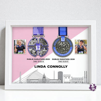 Dublin Marathon Medal Display Frame 2 different years