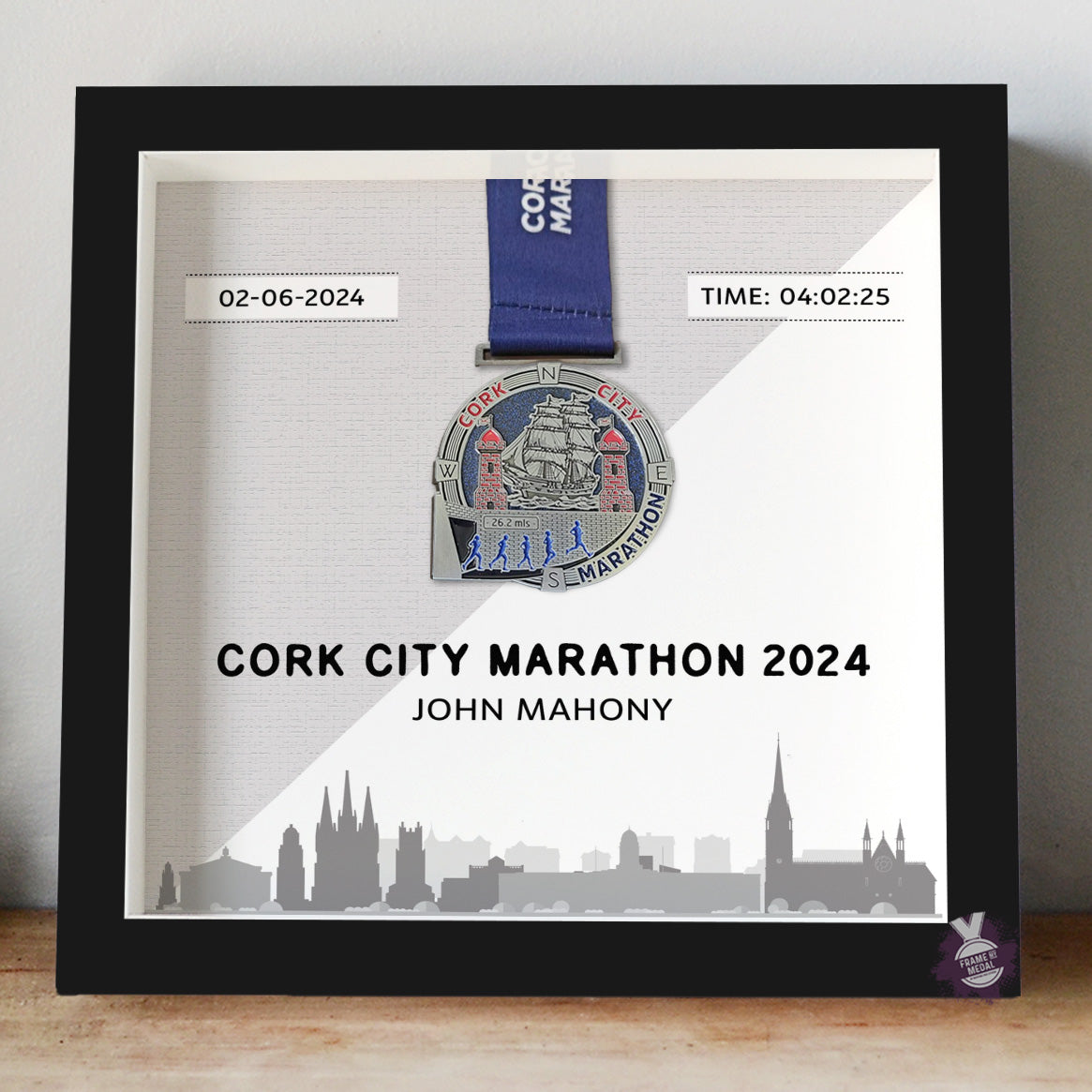 Cork City Marathon medal display frame