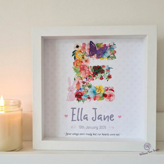 Floral Letter frame for baby loss