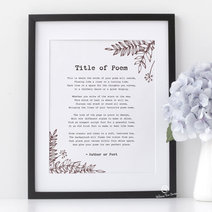 Framed personalised poem Ireland