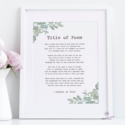 Framed personalised poem Ireland