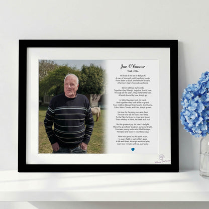 Framed poem, eulogy poem, remembrance poem